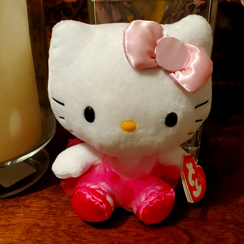 Ty Hello Kitty  Ballerina Beanie Babies 6" Plush Pink Tutu Plush